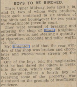 KNIGHTON Moses Jnr boys birched